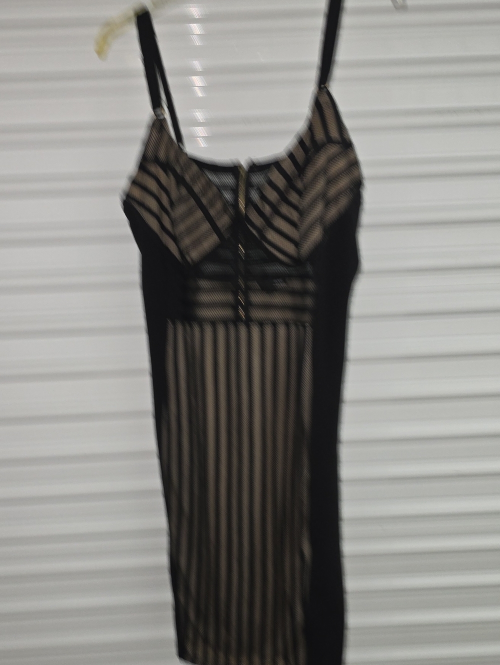 Sheer Striped Black Slip Dress - Women's Intimates